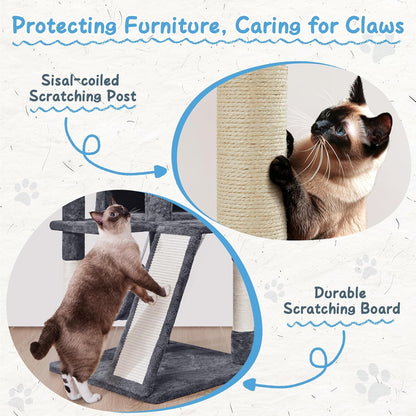 Yaheetech Cat Tree Tower, 40-Inch Condo with Hammock, Oversized Soft Platform, Scratching Board, Basket, Pet Beds & Furniture for Large Kittens, Dark Gray | Roomy Top Perch Lets Big Cats Lounge and Survey the Room, plus a Sturdy Multi-Level Design, Cozy Condo and Soft Plush5