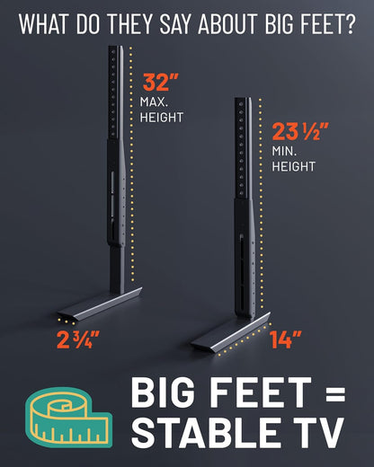 Universal TV Stand - Fits 49” to 77” Tvs up to 100Lbs - Adjustable Height & Wobble-Free Design - Flat Base Compatible with Soundbars8