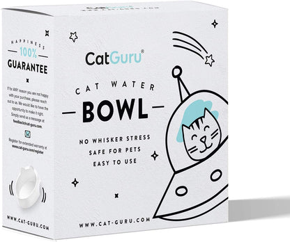 Catguru Whisker Stress Free Cat Water Bowl, Reliefs Whisker Fatigue, Wide Cat Dish, Non Slip Pet Feeding Bowl, Shallow Pet Food Water Bowls, Non Skid Bowls for Cats (Marshmallow)6