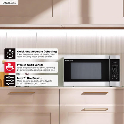 SMC1662KS 1.6 Cu. Ft. 1100W Stainless Steel Countertop Microwave Oven | 1100 Watt, Removable 13.6" Carousel Turntable2