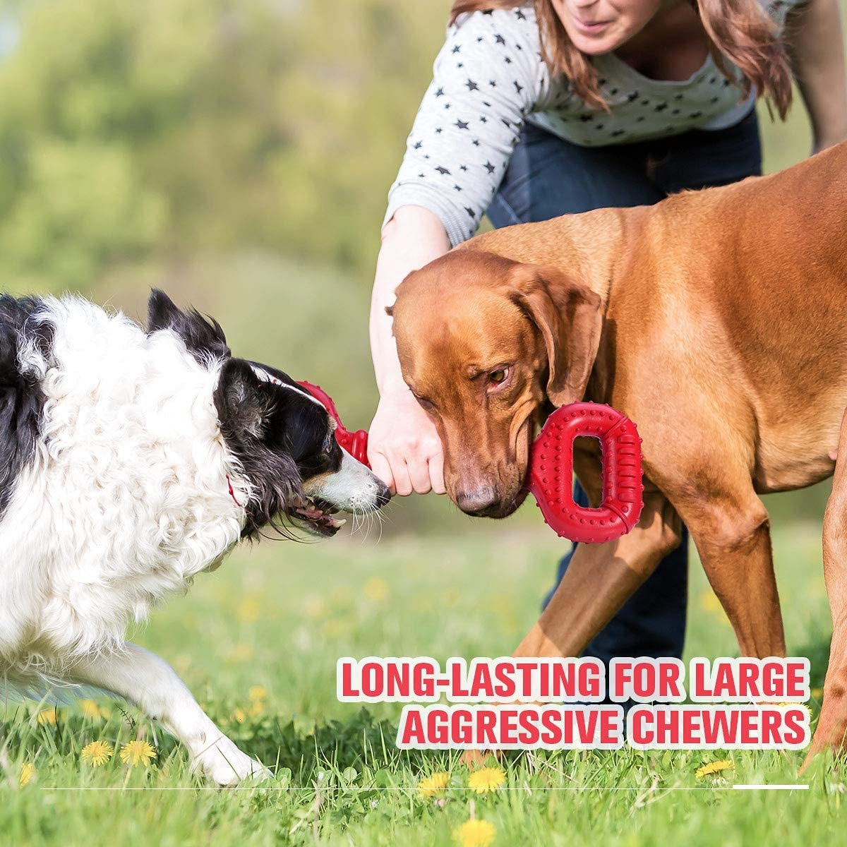 feeko-dog-toys-for-aggressive-chewers-large-breed-15-inch-interactive-long-lasting-dogs-toy-with-convex-design-natural-rubber-tug-of-war-toy-for-medium-large-tooth-cleanred