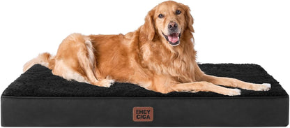 EHEYCIGA Orthopedic Dog Bed Large with Removable Washable Cover,Grey,41X27 | Egg Crate Foam Support,Durable Oxford Fabric,Non-Slip Bottom,Machine Washable,Soft Waterproof Plush Pet Bed Mat for Crate95