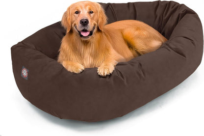 Majestic Pet 32 Inch Suede Calming Dog Bed Washable – Cozy Soft round Dog Bed with Spine Support for Dogs to Rest Their Head - Fluffy Donut Dog Bed 32X23X7 (Inch) - round Pet Bed Medium – Sage16
