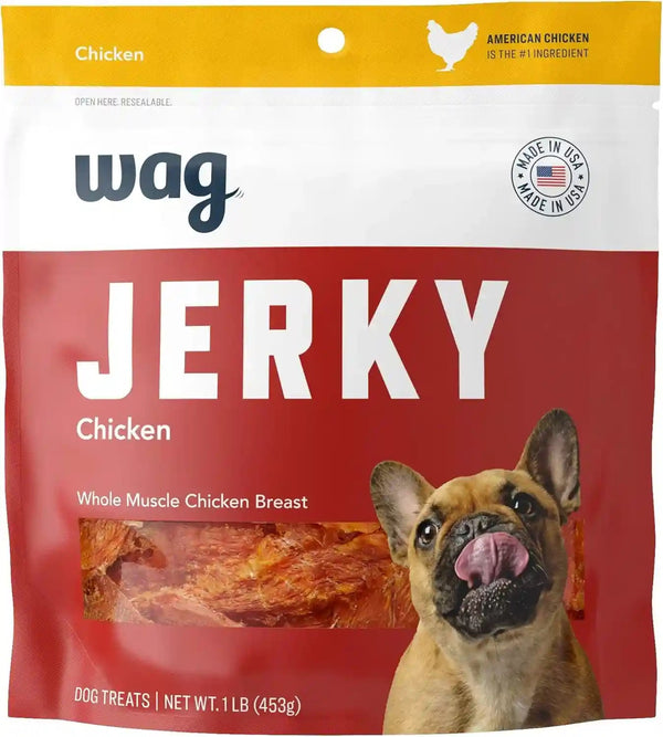 Amazon Brand – Wag Whole Muscle Chicken Jerky Dog Treats, 1 Lb, Made in USA1