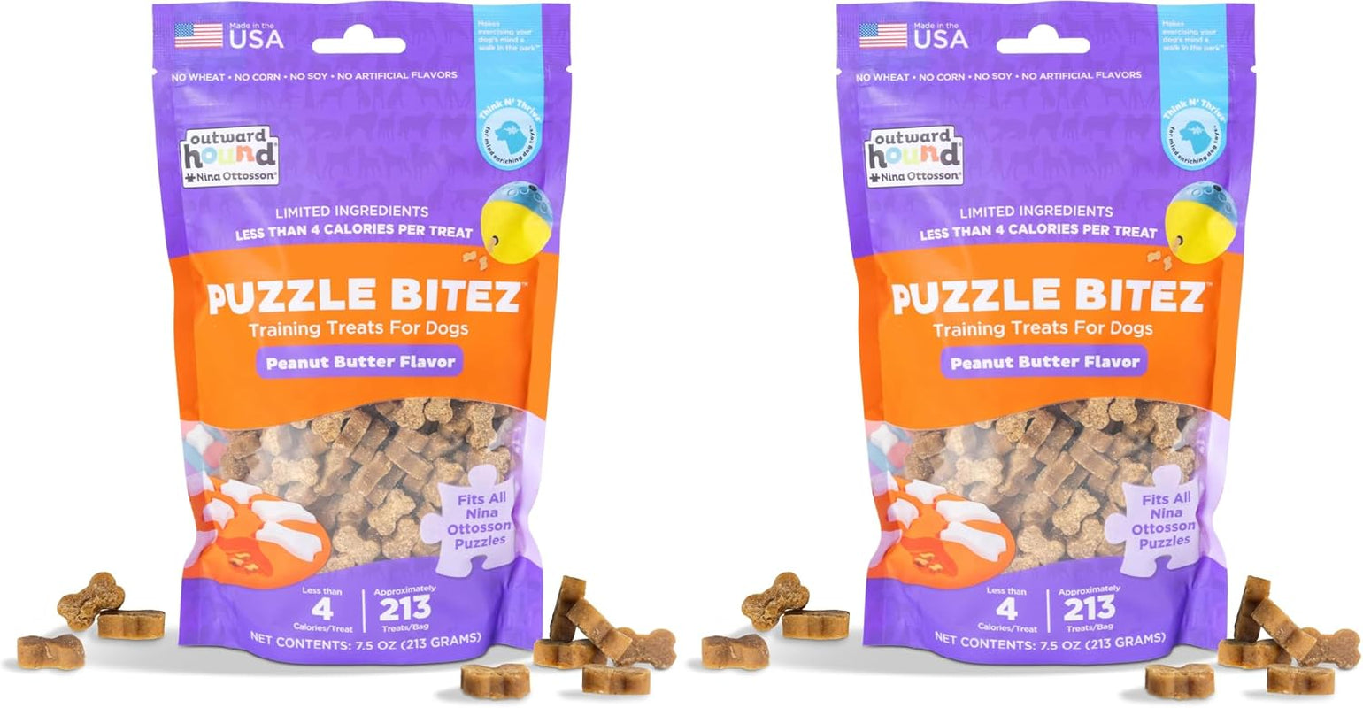 outward-hound-by-nina-ottosson-puzzle-bitez-usa-made-dog-treats-peanut-butter-flavor-bite-sized-training-reward-and-interactive-puzzle-toy-treats-7-5oz