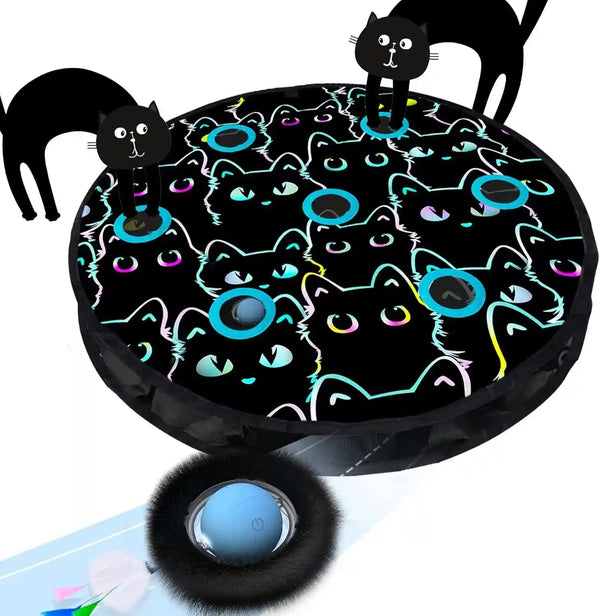 ORSDA Cat Toys, Interactive Fast Rolling Ball in Pouch, Hide and Seek for Indoor Cats, Motion Chirping Activated Moving Ball, 7 Holes Mat Mouse Catching Game1
