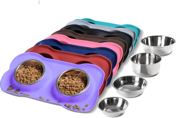 Hubulk Pet Dog Bowls 2 Stainless Steel Dog Bowl with No Spill Non-Skid Silicone Mat + Pet Food Scoop Water and Food Feeder Bowls for Feeding Small Medium Large Dogs Cats Puppies (S, Pink)9