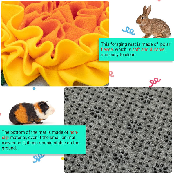 Rabbit Snuffle Mat, Bunny Foraging Feeding Toy for Small Pet | Small Animal Enrichment Toy Washable Feeding Mat for Guinea Pig Chinchilla Hedgehog Ferret5