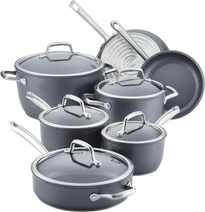 Accolade Forged Hard Anodized Nonstick Pots & Pans - Induction Cookware Set - 12 Piece - Moonstone Gray1