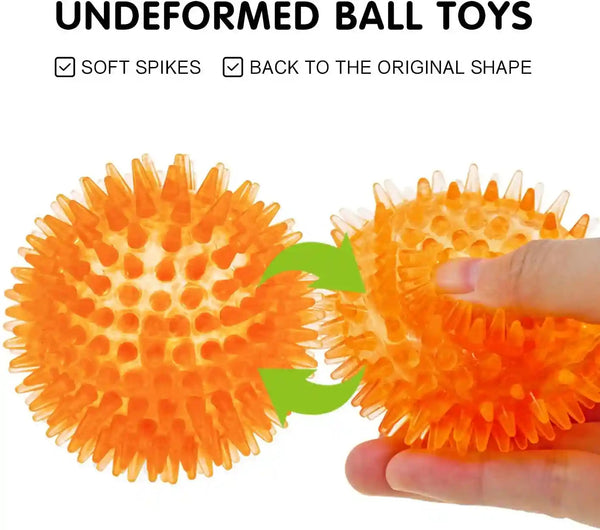 SHARLOVY Squeaky Balls for Pet Small Puppy, 6 Pack TPR Fetch Spike Balls for Dogs, Rubber 6 Pack Bright Colors Chew Teething Dog Toys, for Clean Teeth and Training, for Puppy Chew and Teething4