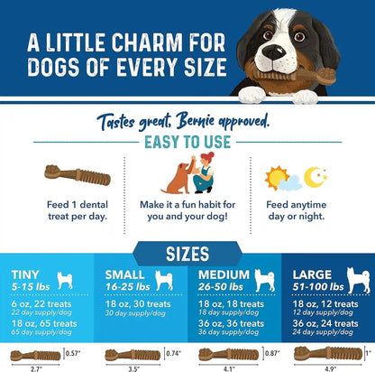Bernie'S Charming Chompers Dog Dental Chews, Gut Support, 51-100 Lb, 24 Ct7