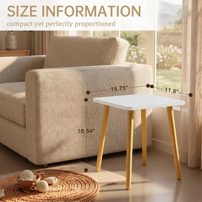 Small Side Table, Modern Wood Mini Coffee Table, Easy Assembly Compact End Table for Living Room Bedroom Sofa, Minimalist White Accent Furniture for Small Spaces3