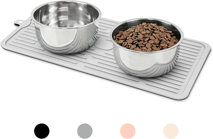 Ptlom Pet Placemat for Dog and Cat, Mat for Prevent Food and Water Overflow, Suitable for Medium and Small Pet, Grey, Silicone12