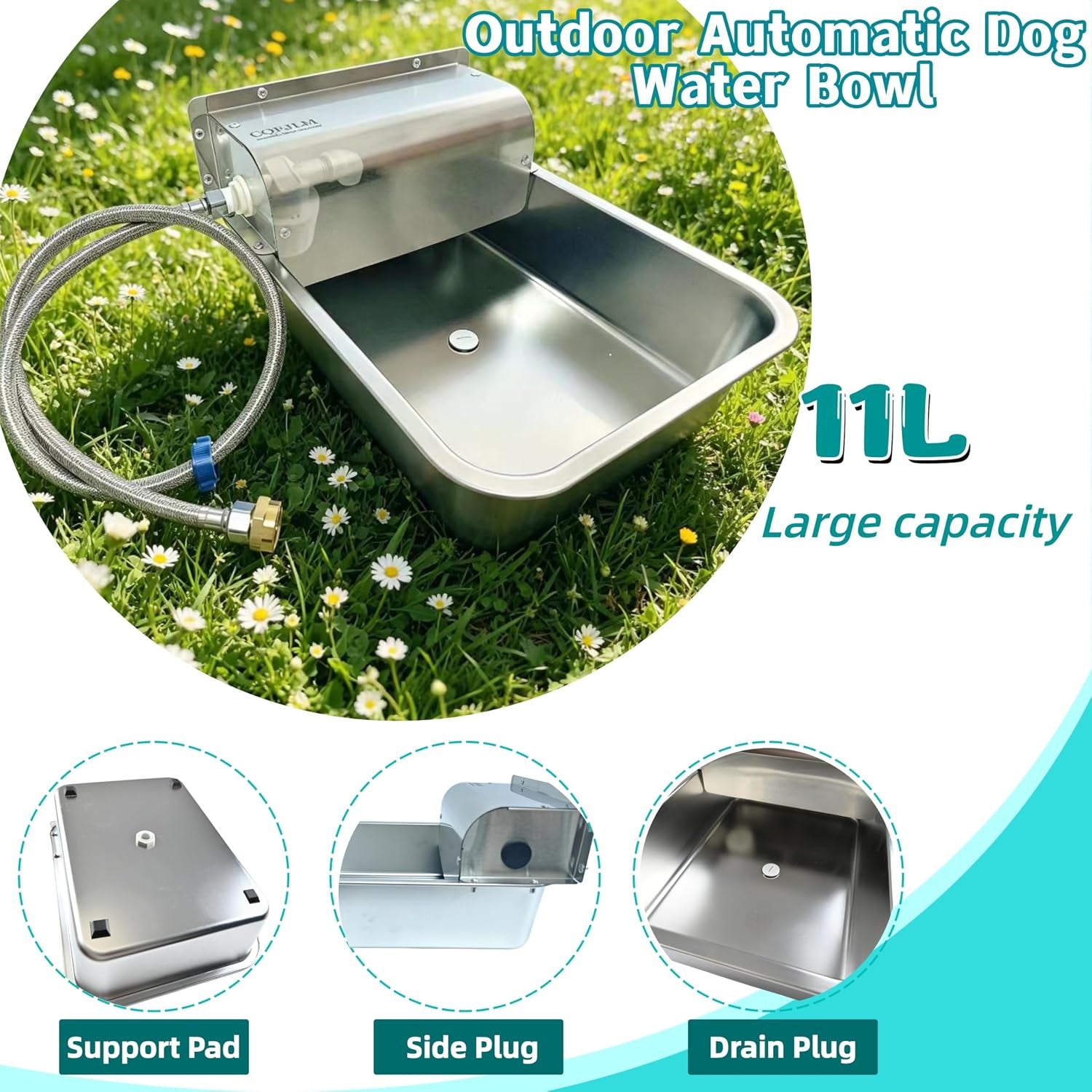 automatic-dog-water-dispenser-wide-mouth-design-water-level-control-11l-stainless-steel-outdoor-dog-water-bowl-with-float-valve-auto-refill-for-dogs-alpacas-livestock-with-3-4-brass-adapter