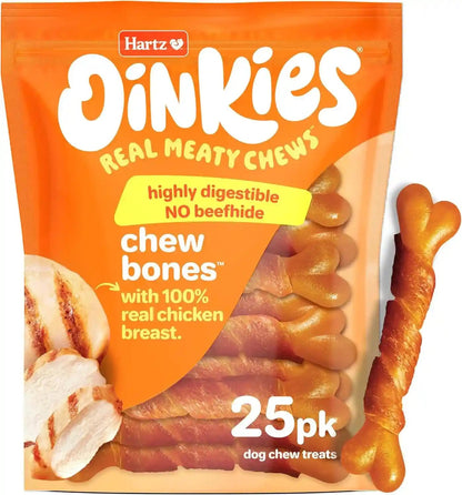 Oinkies Chicken Wrapped Lasting Chew Bone Dog Treats, 25 Ct1