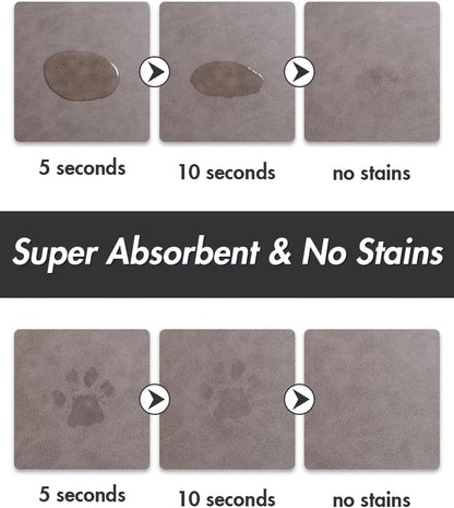 Montvoo-Absorbent Pet Feeding Mat-No Stains Pet Mat for Food and Water Bowl-Quick Dry Cat & Dog Food Mat Water Dispenser Mat-Pet Supplies Mat-Dog Water Bowl Mat for Messy Drinker,（Brown,16"X24"）2