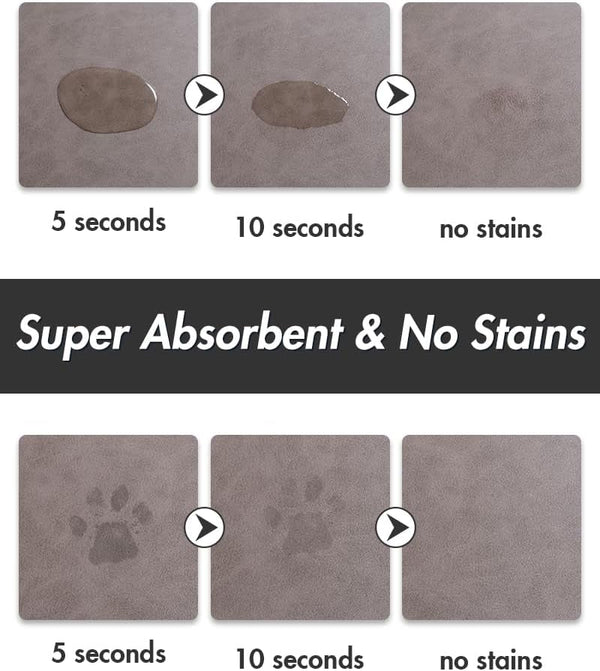 Montvoo-Absorbent Pet Feeding Mat-No Stains Pet Mat for Food and Water Bowl-Quick Dry Cat & Dog Food Mat Water Dispenser Mat-Pet Supplies Mat-Dog Water Bowl Mat for Messy Drinker,（Brown,16"X24"）2