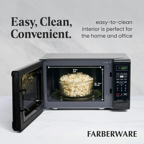 0.7 Cu. Ft. Countertop Microwave Oven – 700 Watts Power, Auto Cook Settings, Defrost, Easy Clean and Child Safety Lock - Black5