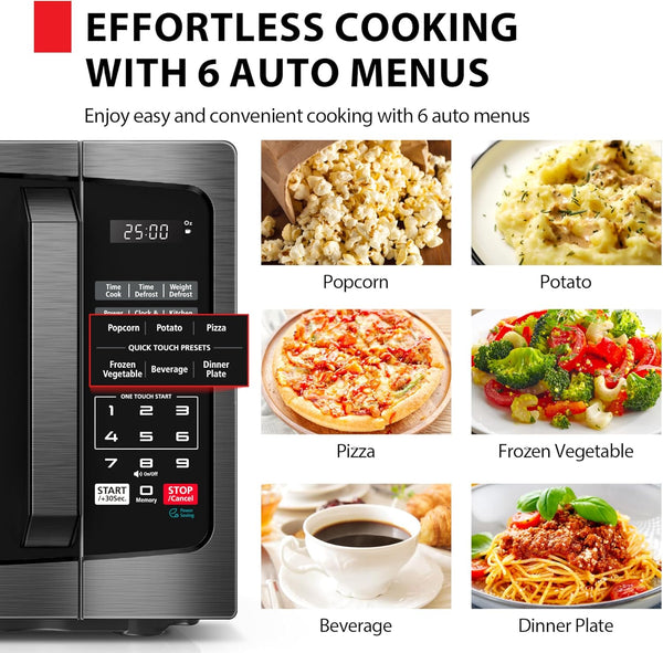 Microwave Oven, 0.9 Cu.Ft, 900W, Black Stainless Steel | 6 Auto Menus, Mute Function, Child Lock, LED Lighting, 10.6 Inch Removable Turntable, Perfect for Apartment3