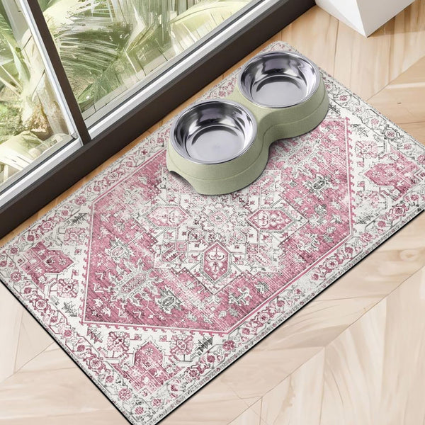 Dog Food Mats for Floors Absorbent, Pet Cat Food Mat - Non Slip Dog Bowl Mats for Food and Water, Eco-Friendly Boho Dog Placemats Feeding Mat Pet Supplies14