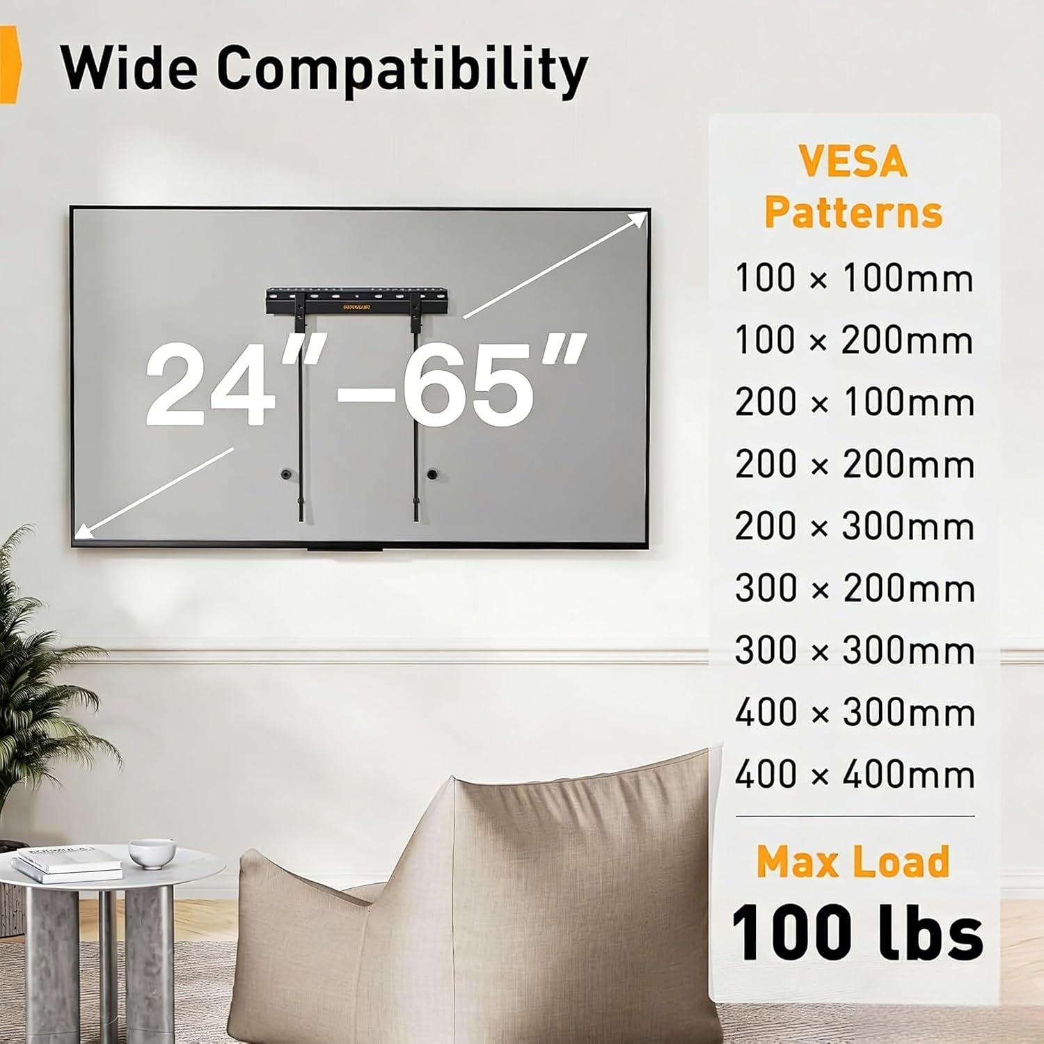 no-drill-tv-wall-mount-for-most-24-65-inch-tvs-up-to-100-lbs-studless-tv-mount-drywall-tv-bracket-with-max-vesa-400x400mm-no-stud-easy-install-low-profile