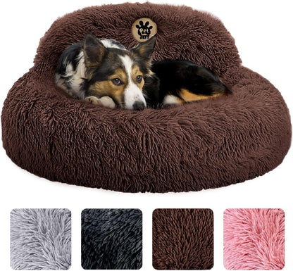 Petjett Calming Dog Bed Medium Size Dog - 30'' Donut Bed, Washable Dog Bed, Anti-Slip & Super Soft Fluffy Plush round Dog Bed, Anti-Anxiety Premium Comfort Pet Bed, Fits Dogs Upto 45 Lbs - Dark Grey16