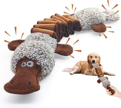BUYPOW Funny Plush Dog Chew Toys, Squeaky Dog Toys, Interactive Tug of War Puppy Toys, Stuffed Dog Toys for Small, Medium and Large Dogs - Monkey12
