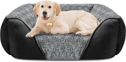 INVENHO Rectangle Washable Orthopedic Dog Bed for Small, Medium and Large Dogs, Soft Calming, Sleeping Puppy Bed Durable Pet Cuddler with Anti-Slip Bottom, S (20"X19"X6")21
