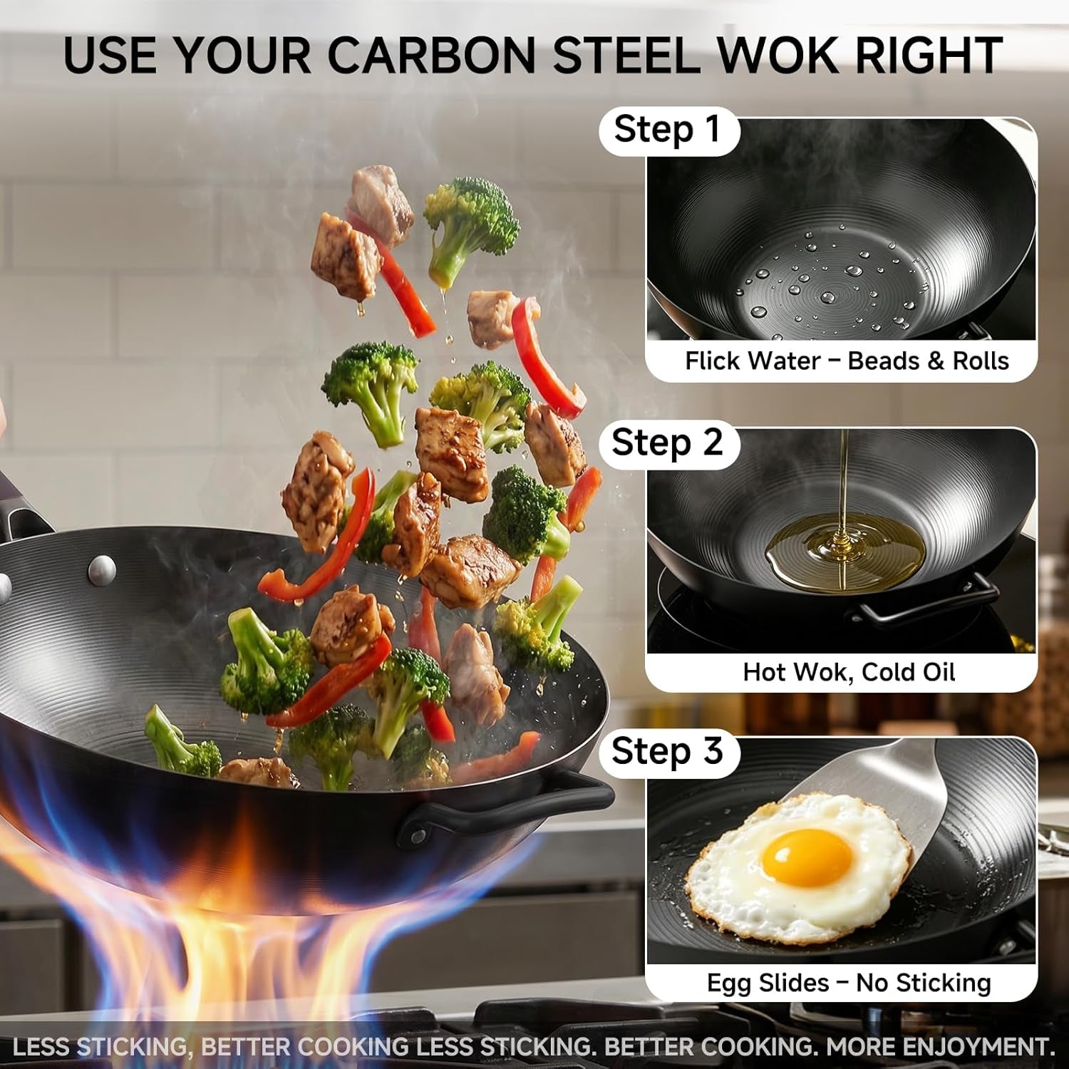 13-5-carbon-steel-wok-pan-pre-seasoned-flat-bottom-woks-stir-fry-pans-chinese-cookware-with-lid-spatula-for-pan-fry-stir-fry-steam-bbq-camping-compatible-with-induction-gas