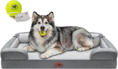 Waterproof Orthopedic Dog Bed for Extra Large Sized Dogs | Memory Foam Pet Bed Sofa with Bolster, Dog Couch with Washable Cover & Non-Slip Bottom, 42X30 Inch, Grey29