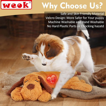 WEOK Heartbeat Puppy Toy, Comfort Cuddler Pillow, Dog Anxiety Relief Calming Aid,Heartbeat Stuffed Toy for Dogs,Puppy Heartbeat Toy Sleep Aid,Dog Heartbeat Toy for Pet4