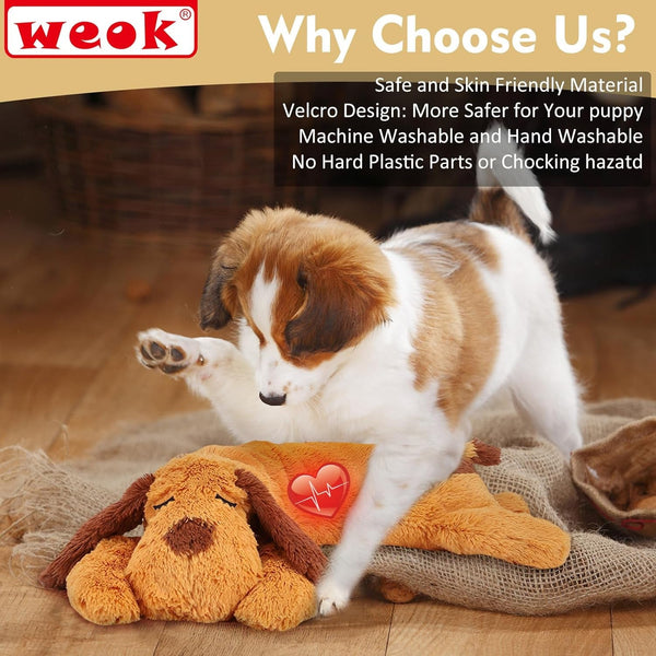 WEOK Heartbeat Puppy Toy, Comfort Cuddler Pillow, Dog Anxiety Relief Calming Aid,Heartbeat Stuffed Toy for Dogs,Puppy Heartbeat Toy Sleep Aid,Dog Heartbeat Toy for Pet4