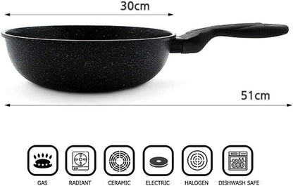 Marble Coated Cast Aluminum Non Stick Frying Wok (30Cm / 12 Inch)2