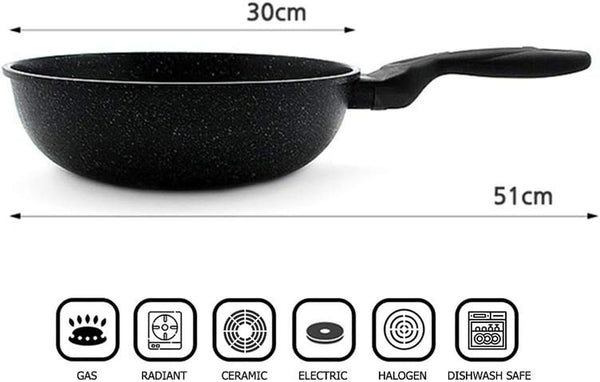 Marble Coated Cast Aluminum Non Stick Frying Wok (30Cm / 12 Inch)2