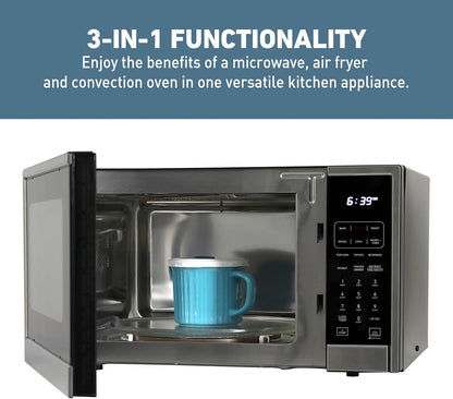 3-In-1 Microwave Air Fryer Convection Oven 1000-Watts with 10 Power Levels and 12 Presets, Speed Defrost, Electronic Control Panel and Glass Turntable, 1.3-Cu.Ft., Stainless Steel4