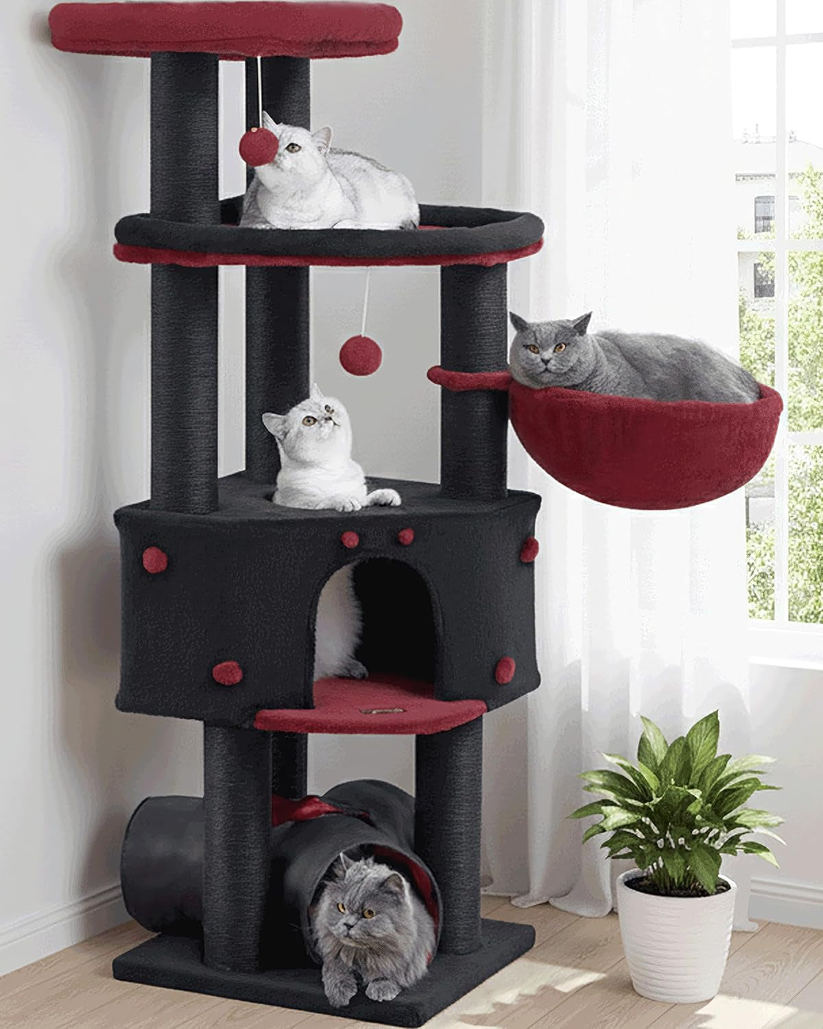 small-cat-tree-tower-for-indoor-cats-40-in-medium-cat-bed-scratching-posts-multi-level-compact-kitty-kitten-houses-climbing-trees-stands-with-2-condos-sisal-post-perch-platform-hammock-plush-toy-balls