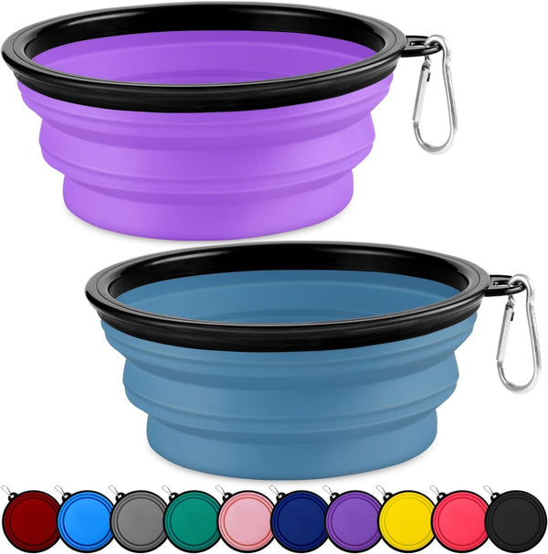 Collapsible Dog Bowls-2 Pack Large Size for Large/Medium Dogs, Pet Travel Water Bowl, Dogs Cat Portable Water Bowl, Dog Pet Feeding Watering Dish Outdoor Hiking Parking Traveling with 2 Carabiners1