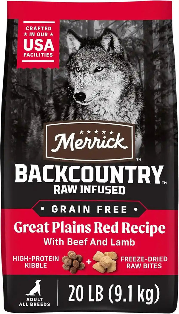 Merrick Backcountry Grain Free Dry Adult Dog Food Kibble with Freeze Dried Raw Pieces, Great Plains Red Recipe - 20.0 Lb. Bag1