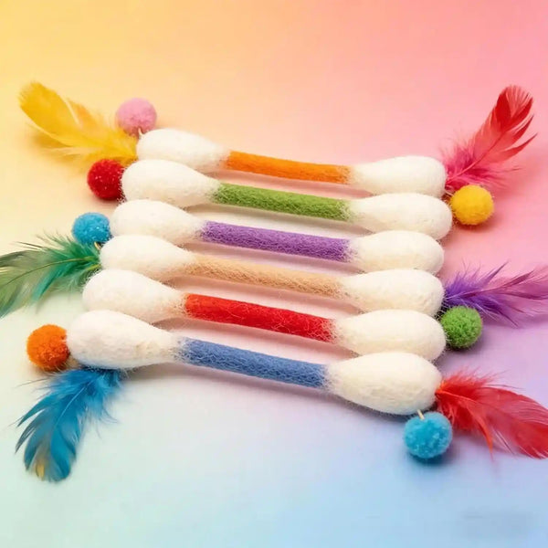 Cotton Swabs Cat Toys with Catnip,6 Pk Soft Interactive Giant Q Tip Cat Toy,Durable for Chew, Organic Catnip for Anxiety & as Digestive Aid,The Ideal Gift for Cat Lovers (Colorful 6-Pack)7