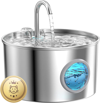 Cat Water Fountain Stainless Steel: 74Oz/2.2L Cat Fountain for Drinking - Pet Water Fountain for Cats inside - Quiet Cats Water Bowl Dispenser - Kitty Drinking Fountains - for Pets& Small Animals1