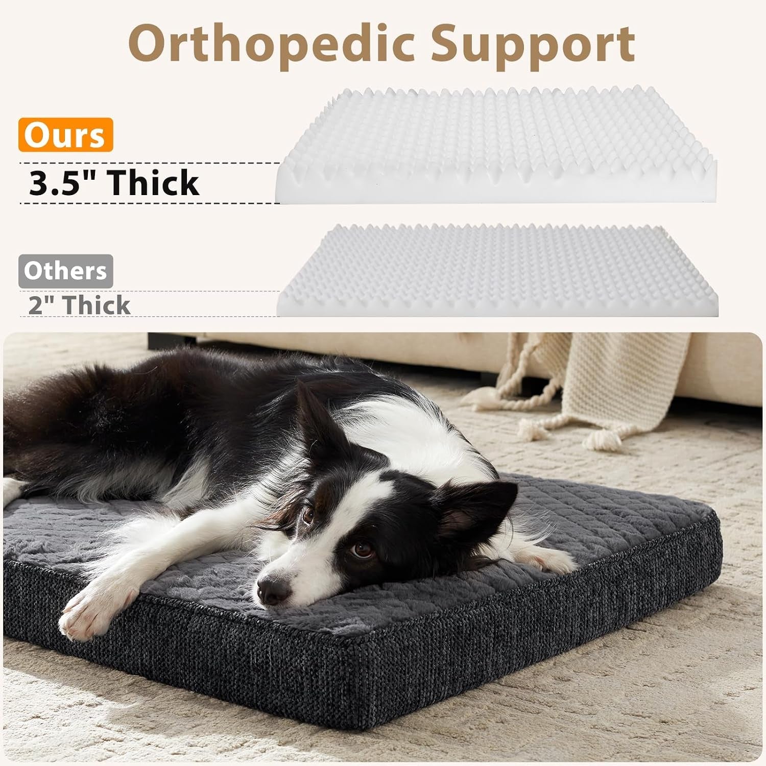 joejoy-orthopedic-xl-dog-bed-for-large-dogs-waterproof-dog-bed-for-crate-with-washable-removable-cover-extra-thick-egg-crate-memory-foam-pet-beds-grey-41x27