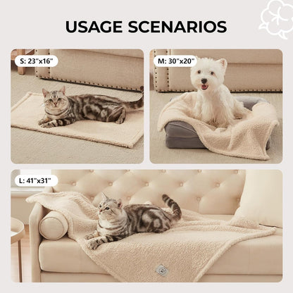1 Pack 3 Calming Blankets Fluffy Premium Fleece Pet Blanket Soft Sherpa Throw for Dog Puppy Cat Beige Small (23" X16'')4