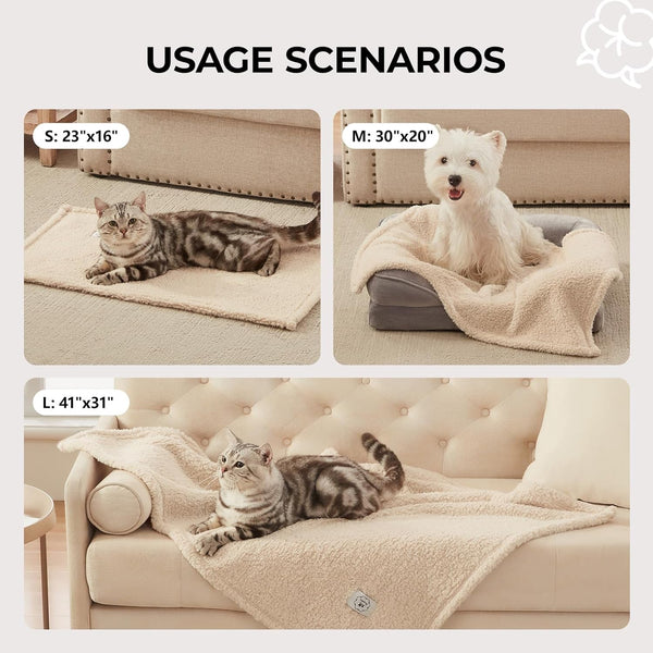 1 Pack 3 Calming Blankets Fluffy Premium Fleece Pet Blanket Soft Sherpa Throw for Dog Puppy Cat Beige Small (23" X16'')4