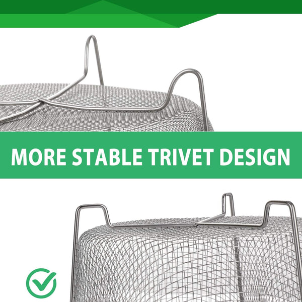 Steamer Basket for Instant Pot Accessories 6 Qt or 8 Quart - 2 Tier Stackable 18/8 Stainless Steel Mesh - Silicone Handle - Vegetable Steamer Insert, Egg Basket, Pasta Strainer,Silver5