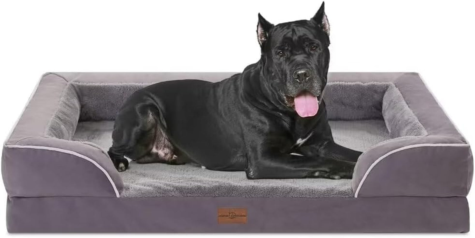 comfort-expression-orthopedic-dog-bed-for-extra-large-dogs-with-bolster-waterproof-dog-couch-bed-with-washable-cover-non-slip-bottom-supportive-egg-crate-foam-xl-pet-bed-42x30-inch