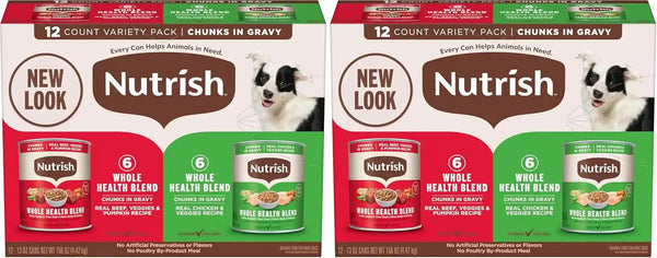 Nutrish Chicken Wet Dog Food Chunks in Gravy,13 Oz. Can (Rachael Ray) | No Poultry By-Product Meal, Artificial Preservatives or Flavors, No Added Corn or Wheat Ingredients, Made in the USA12