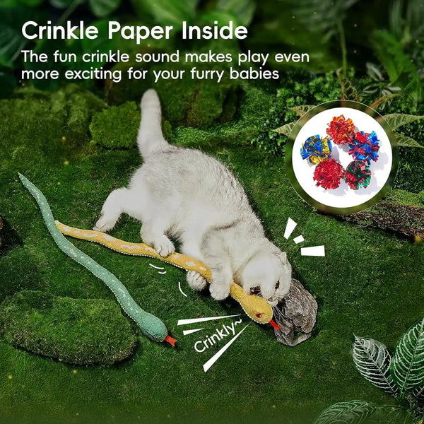 Potaroma Cat Toys Realistic Snake Catnip Crinkly Sound Toy 2 Pcs for Halloween, Mesh Fabric for Teeth Cleaning, Interactive Kicker Toys for Indoor Kitten Exercise 20 Inches | Mesh Fabric for Teeth Cleaning, Interactive Kicker Toys for Indoor Kitten Exercise 20 Inches4