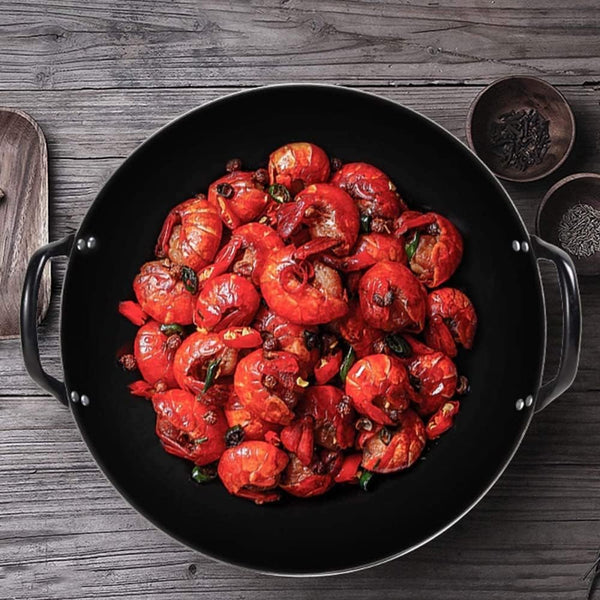 Cast Iron Wok for Stir Frys and Sautees, Heavy Duty Non-Stick Iron Chinese Wok or Stir Fry Skillet, Cookware Oven/Broiler/Kitchen Deep Fryer, Restaurant Chef Quality-Pot Diameter:53 Cm4