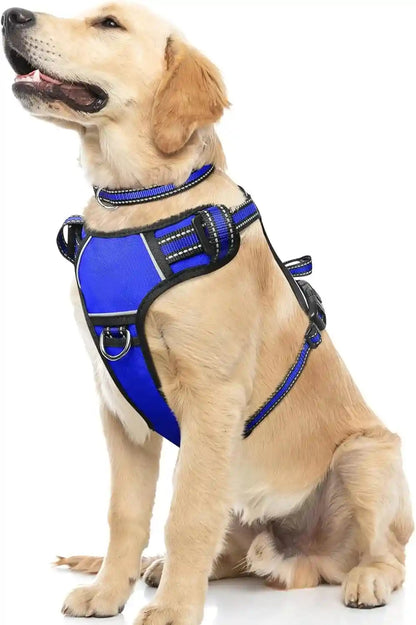 Dog Harness No Pull, Pet Harnesses with Dog Collar, Adjustable Reflective Oxford Outdoor Vest, Front/Back Leash Clips for Small, Medium, Large, Extra Large Dogs, Easy Control Handle for Walking34