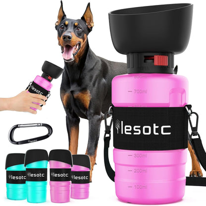 Lesotc Dog Water Bottle, Portable Water Dispenser with Travel Water Bowl, Leak Proof Pet Travel Squeeze Bottle, Puppy Essentials Dog Stuff Accessories for Outdoor Walking, Hiking, Camping25